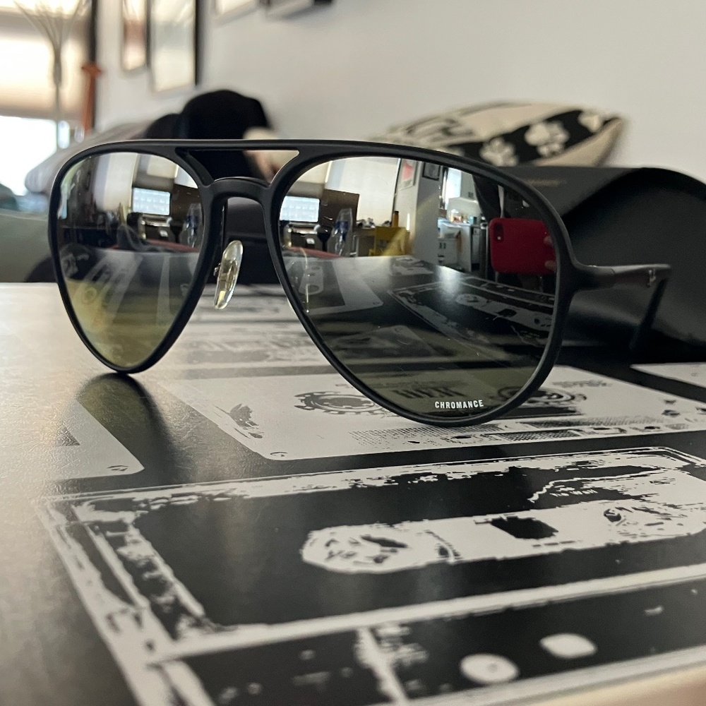 Ray-Ban Chromance Sunglasses - Matte Black Frames/Silver Polarized Lenses